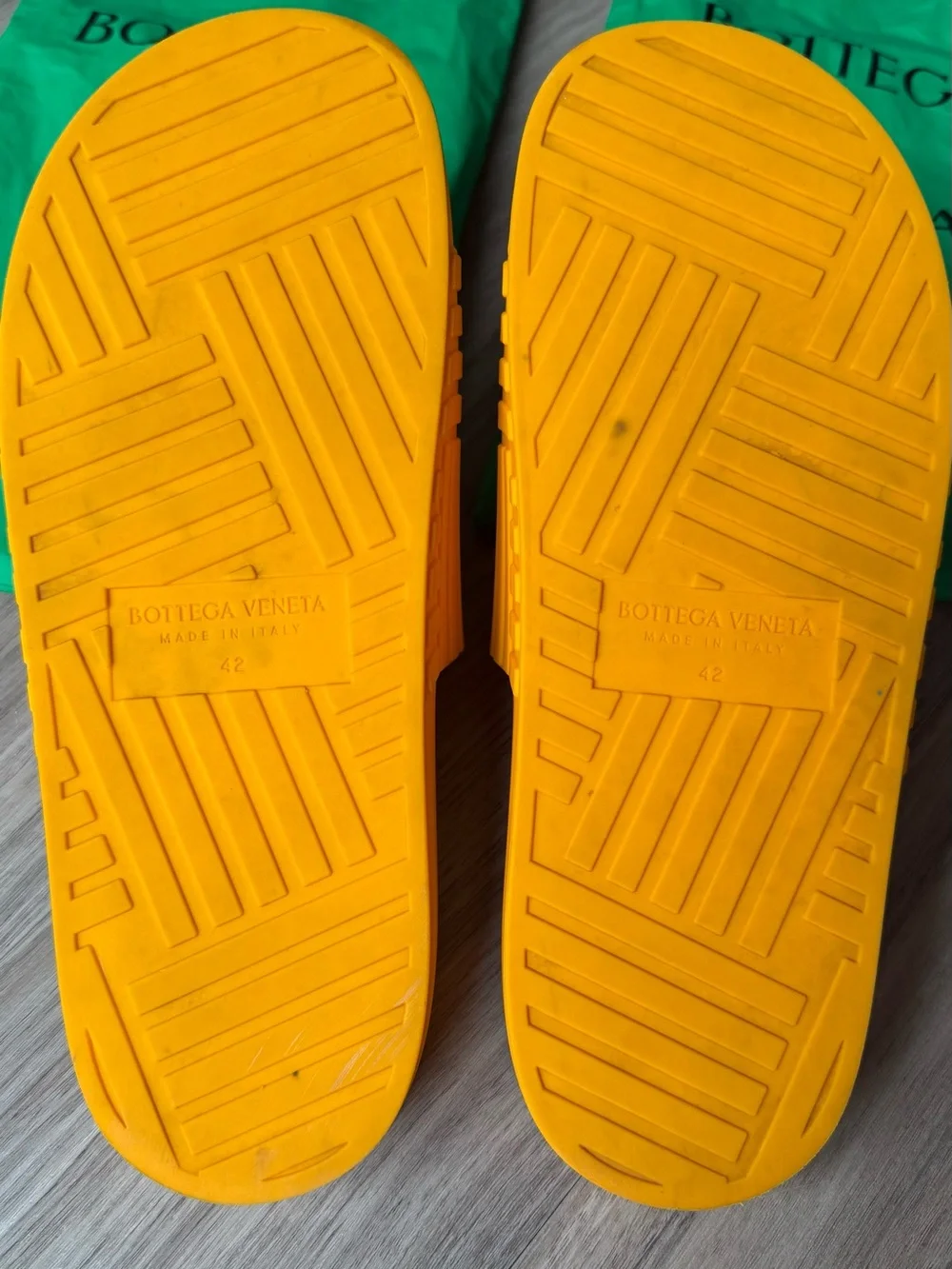 Bottega Veneta Bright Orange Textured Slide Sandals